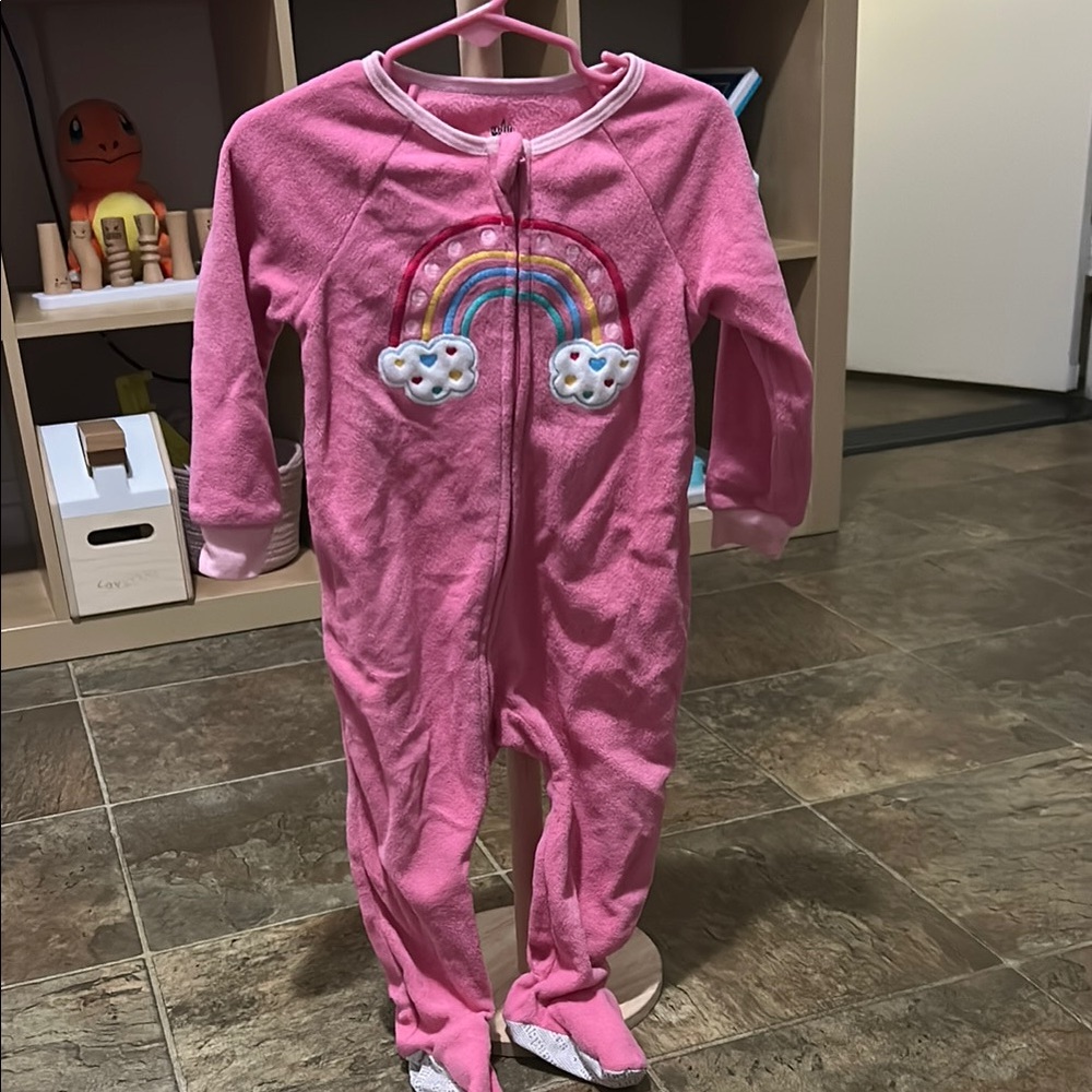 Vibrant Pink One Piece Footie with Zipper and Playful Design